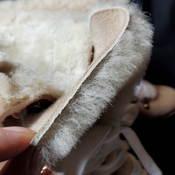 J Crew Nordic Snow Boot Shearling Nubuck Leather Wedge Beige Cleated Women's 10 - Picture 7 of 12